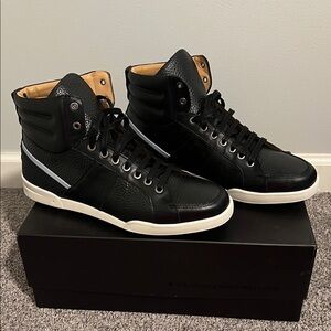 BILT by George Brown Black Leather High-Top Sneakers